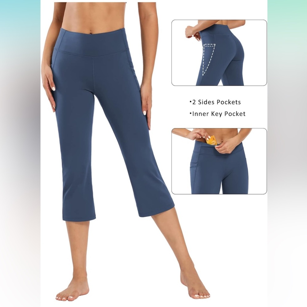 First Way Buttery Soft Women’s Bootcut Yoga Pants Capris with 3 Pockets Size S - Picture 5 of 7